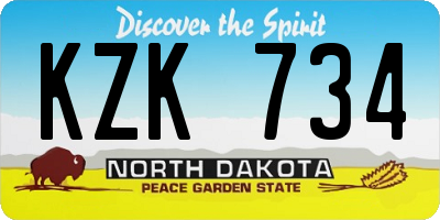 ND license plate KZK734
