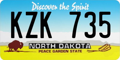 ND license plate KZK735