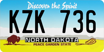 ND license plate KZK736