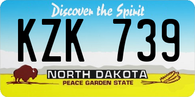 ND license plate KZK739