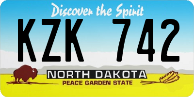 ND license plate KZK742