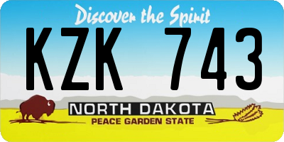ND license plate KZK743