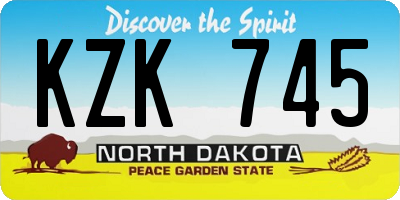 ND license plate KZK745