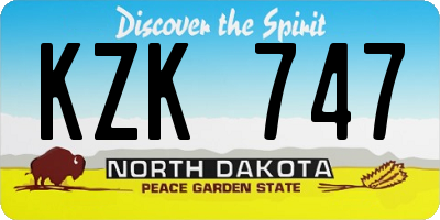 ND license plate KZK747