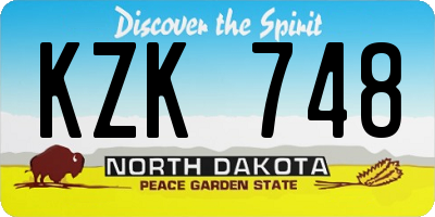 ND license plate KZK748