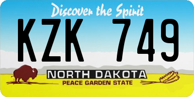 ND license plate KZK749