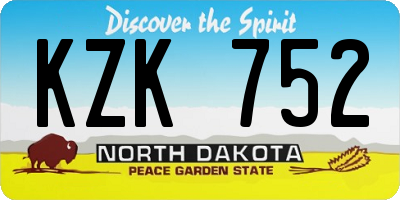ND license plate KZK752