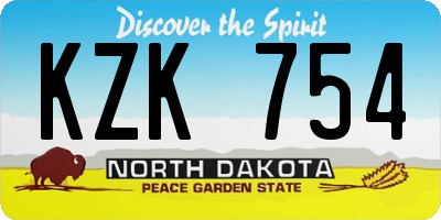 ND license plate KZK754