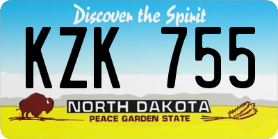 ND license plate KZK755