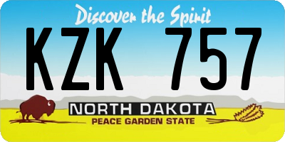 ND license plate KZK757