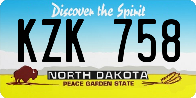 ND license plate KZK758