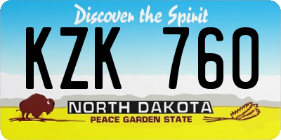 ND license plate KZK760