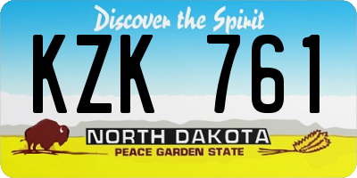 ND license plate KZK761