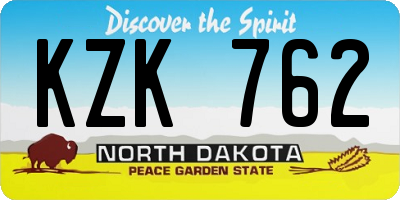 ND license plate KZK762