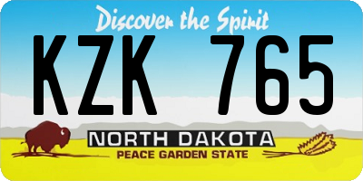 ND license plate KZK765