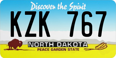 ND license plate KZK767