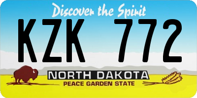 ND license plate KZK772