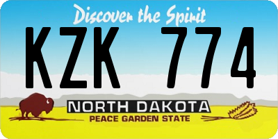 ND license plate KZK774