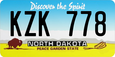 ND license plate KZK778