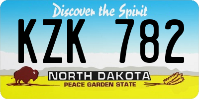 ND license plate KZK782