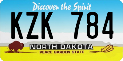 ND license plate KZK784