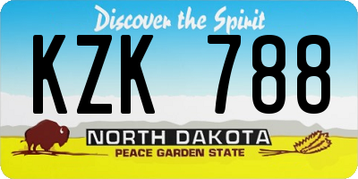 ND license plate KZK788