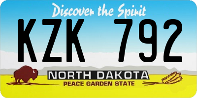 ND license plate KZK792