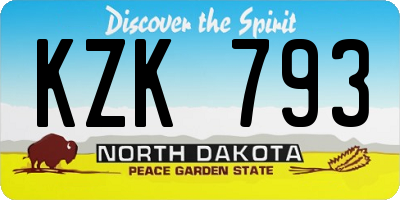 ND license plate KZK793