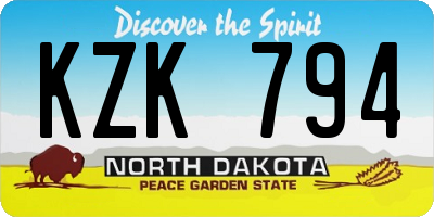 ND license plate KZK794