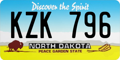 ND license plate KZK796
