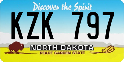 ND license plate KZK797