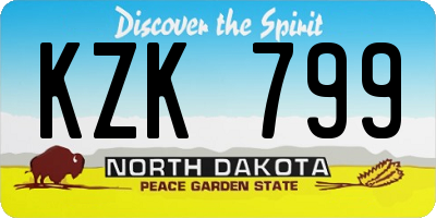 ND license plate KZK799