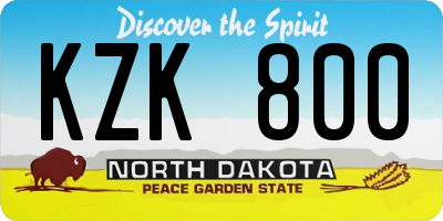 ND license plate KZK800