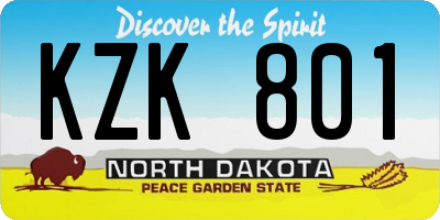 ND license plate KZK801