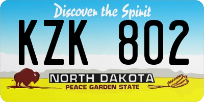 ND license plate KZK802
