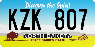 ND license plate KZK807