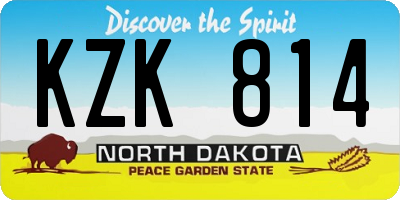 ND license plate KZK814
