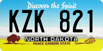 ND license plate KZK821