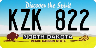 ND license plate KZK822