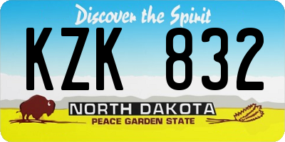ND license plate KZK832