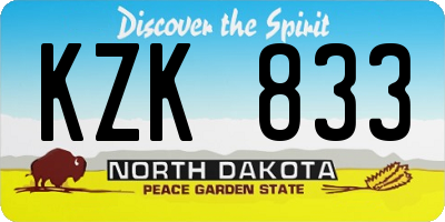 ND license plate KZK833