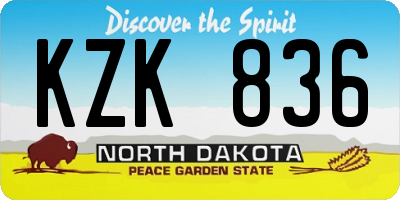 ND license plate KZK836