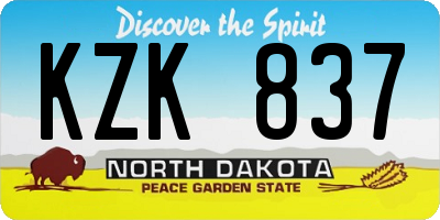 ND license plate KZK837
