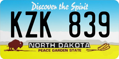 ND license plate KZK839