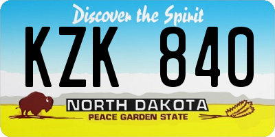 ND license plate KZK840