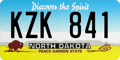 ND license plate KZK841