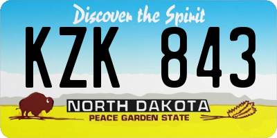ND license plate KZK843