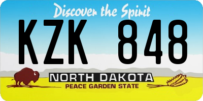 ND license plate KZK848