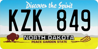 ND license plate KZK849