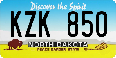 ND license plate KZK850